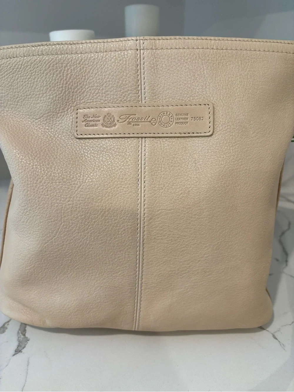 Fossil Vintage 1990’s Pebbled Leather Organizer Crossbody Light Beige 75082